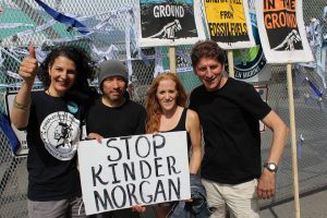Shirley Samples, far left, protests at the Kinder Morgan Oil Refinery